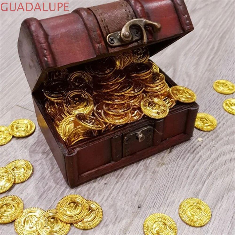 GUADALUPE Tiền xu cướp biển, Bạc nhựa giả Kho báu, Đạo cụ Cosplay Kid Favor Game Coin 2.5cm Hallowee