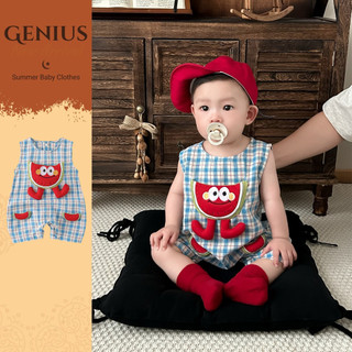 Siêu Dễ Thương 0-24 Tháng Mùa Hè Mới Mỏng Không Tay Body Thoáng Khí Bé Trai Bé Gái 3D Dưa Hấu Kẻ Sọc Đa Năng Áo Liền Quần Áo Khoác Ngoài