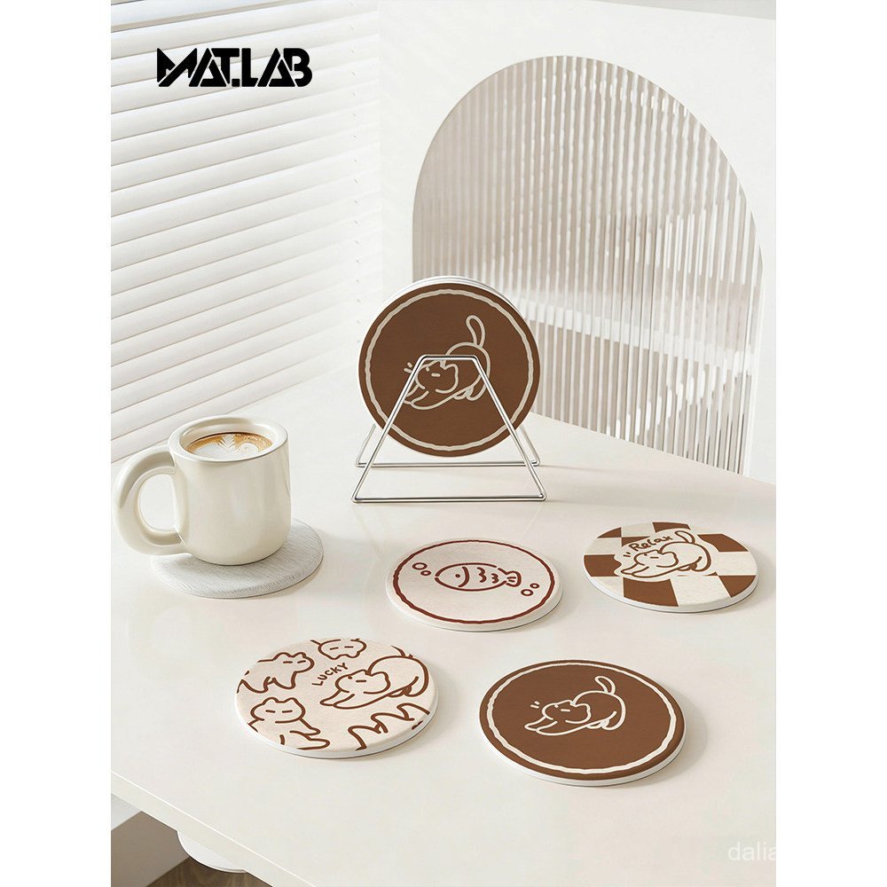 MATLAB Hoạt Hình Dễ Thương Động Vật Tròn Coaster Bàn Ăn Chống Trơn Trượt Cách Nhiệt Miếng Lót Cà Phê