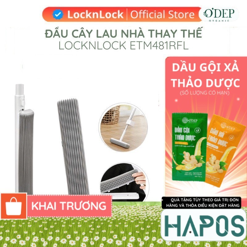 Đầu cây lau nhà LocknLock ETM481RFL dùng cho cây lau nhà ETM481, Mặt Xốp Sợi PVA thấm hút tôt   - HA
