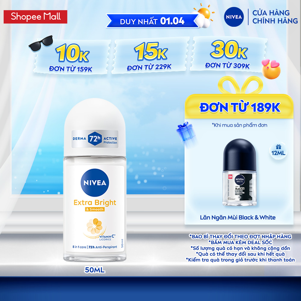 Lăn Khử Mùi Nữ NIVEA Dưỡng Sáng | Mờ Thâm | Se Khít Lỗ Chân Lông (50 ml) - 81644