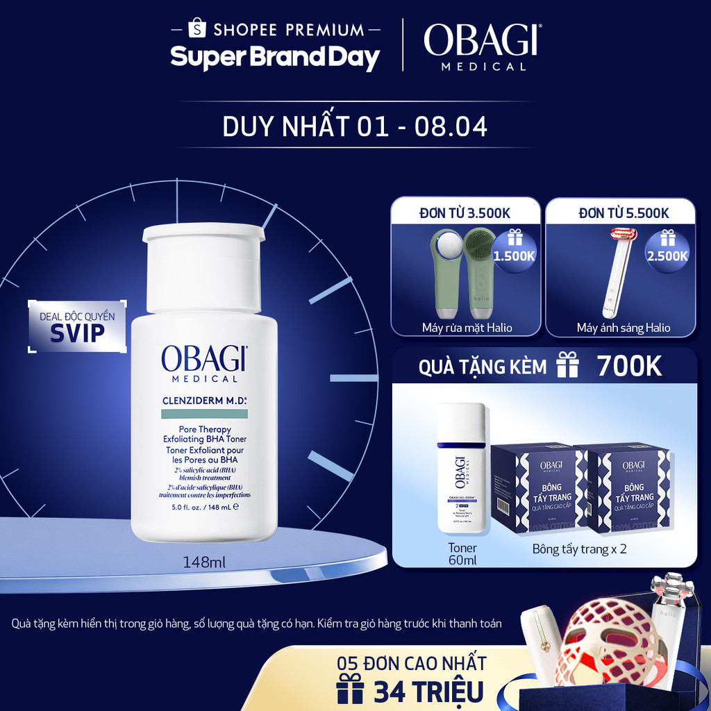 [Deal Độc Quyền SVIP][PHIÊN BẢN MỚI] Toner BHA giảm mụn Obagi Medical Clenziderm M.D. Pore Therapy E
