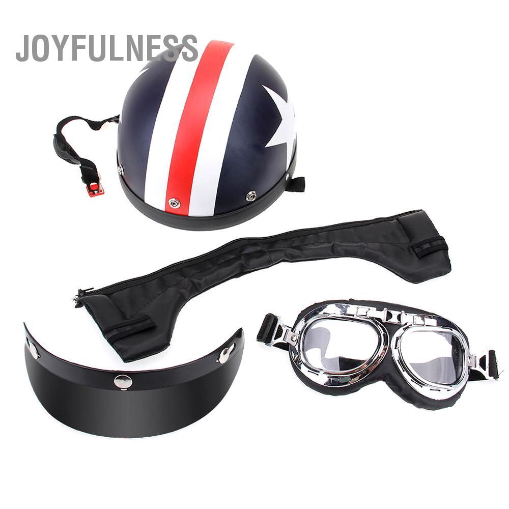 Joyfulness Niềm vui Mũ bảo hiểm xe đạp nửa mở có kính che mặt Khăn quàng cổ Biker Scooter Touring