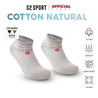 Tất, vớ nữ cổ ngắn thể thao S2 SPORT sợi cotton tre cao cấp dệt liền ôm chân, khử mùi hôi - MC09