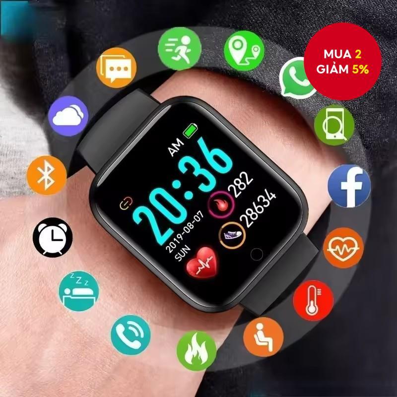 Đồng hồ thông minh Y68 cho nam nữ D20, Bluetooth, theo dõi nhịp tim, huyết áp, vòng tay thể thao, sm