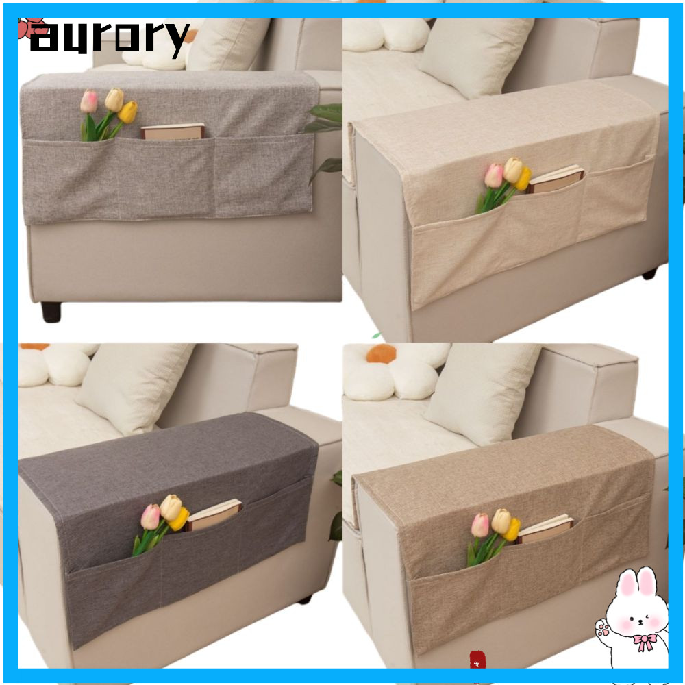 Túi đựng tay ghế sofa AURORY, Bộ sắp xếp tay vịn ghế sofa mềm bằng vải Polyester, có thể giặt được 4