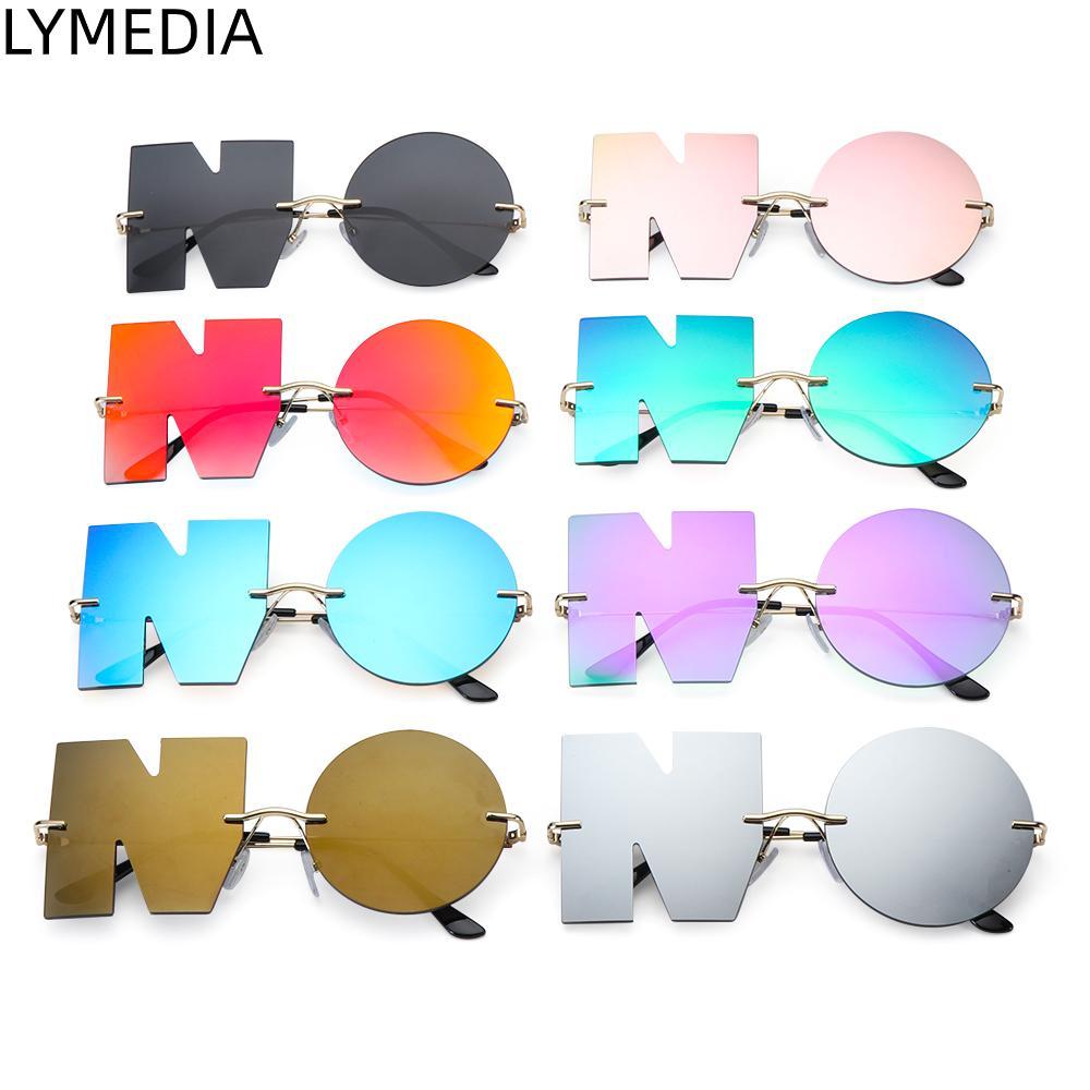 LYMEDIA Letter NO Sunglasses Party Metal Eyewear UV400 Ladies Shades