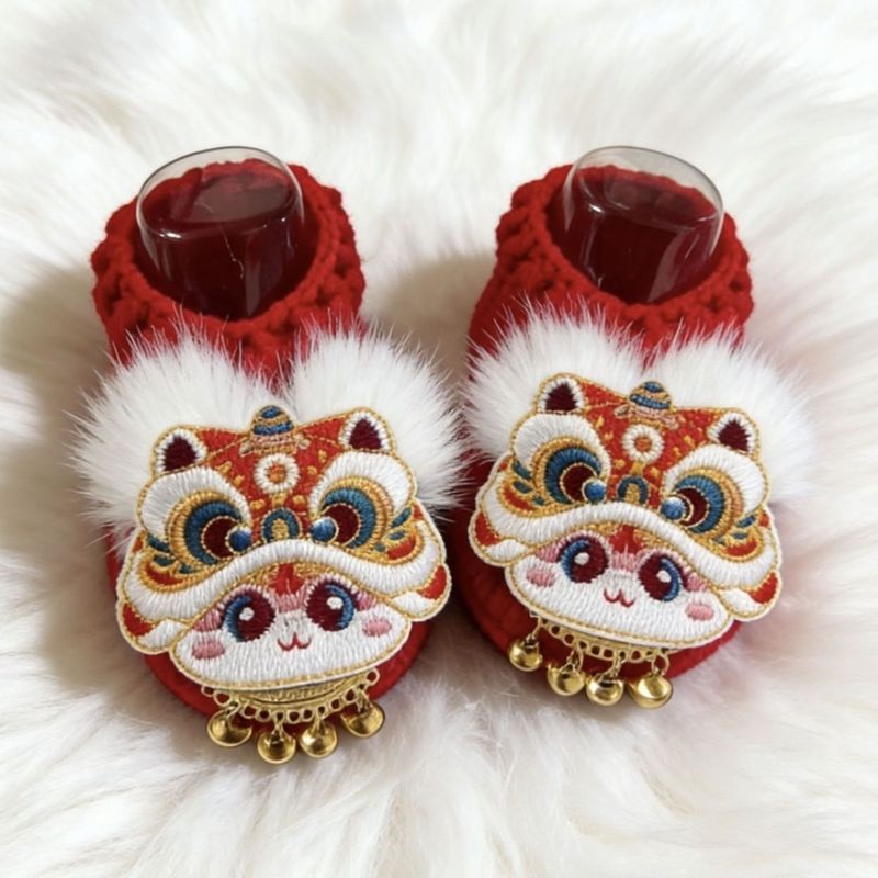 [Thành phẩm có sẵn] Handmade Trung Quốc Pure Hand-Woven Tiger Head Baby Shoes Baby Tiger Head Shoes 
