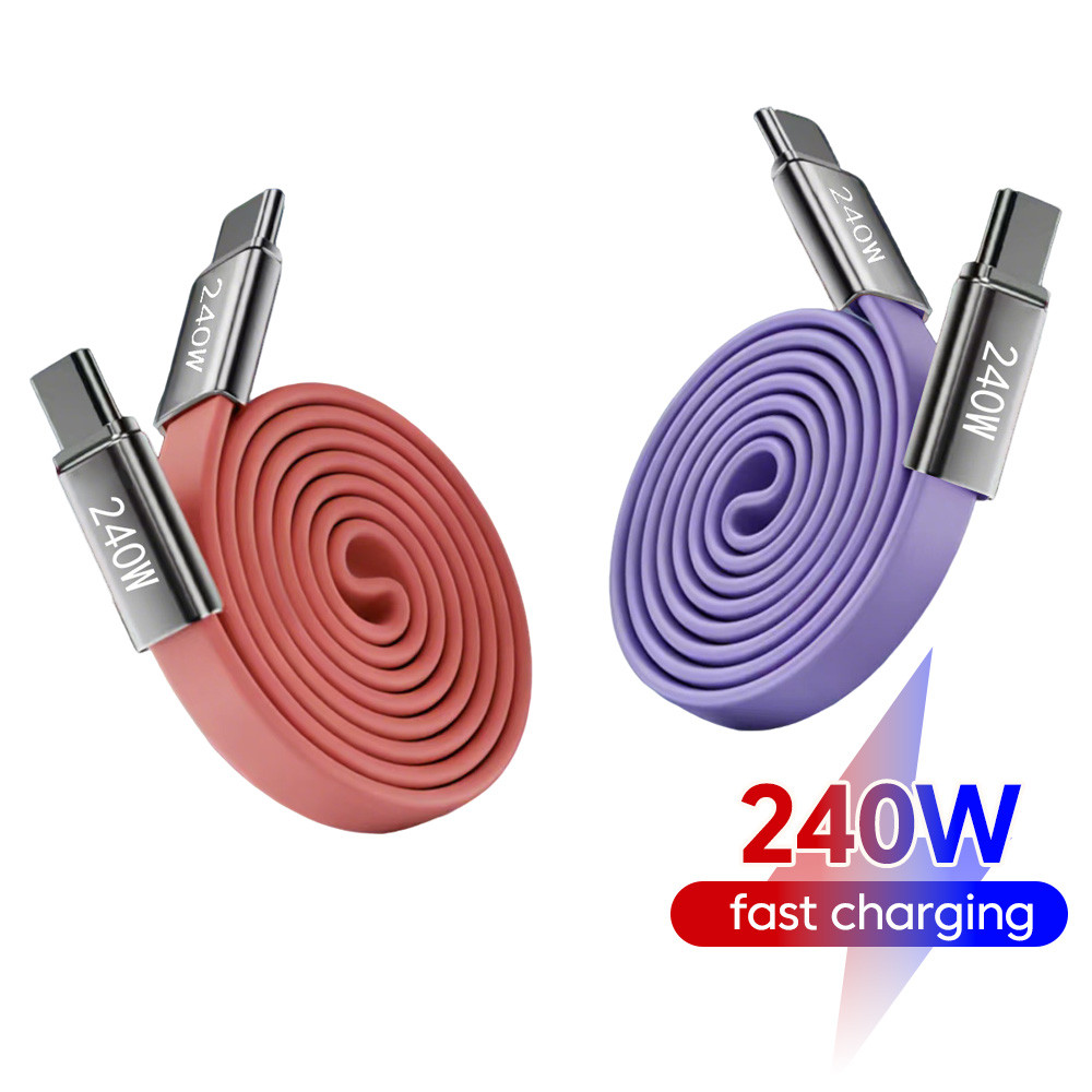 Cáp dữ liệu silicon Elough 240W Cáp sạc nhanh loại C sang loại C cho điện thoại di động Dây cáp loại