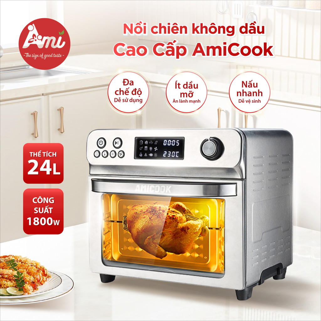 (GIẢM NGAY 1TR)- Nồi Chiên Không Dầu Dạng Lò 24L AMICOOK (Air Fryer Oven) Nướng, Chiên, Quay Đa Năng