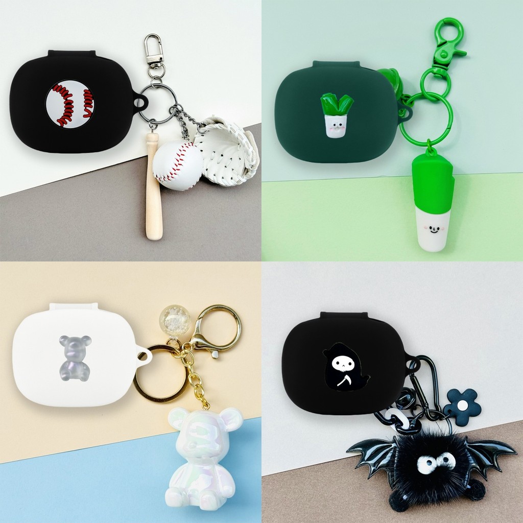Case for Cleer ARC 4 Silicone Soft Case Cartoon Baseball Keychain Cute Bear Pendant Suitable for Cle