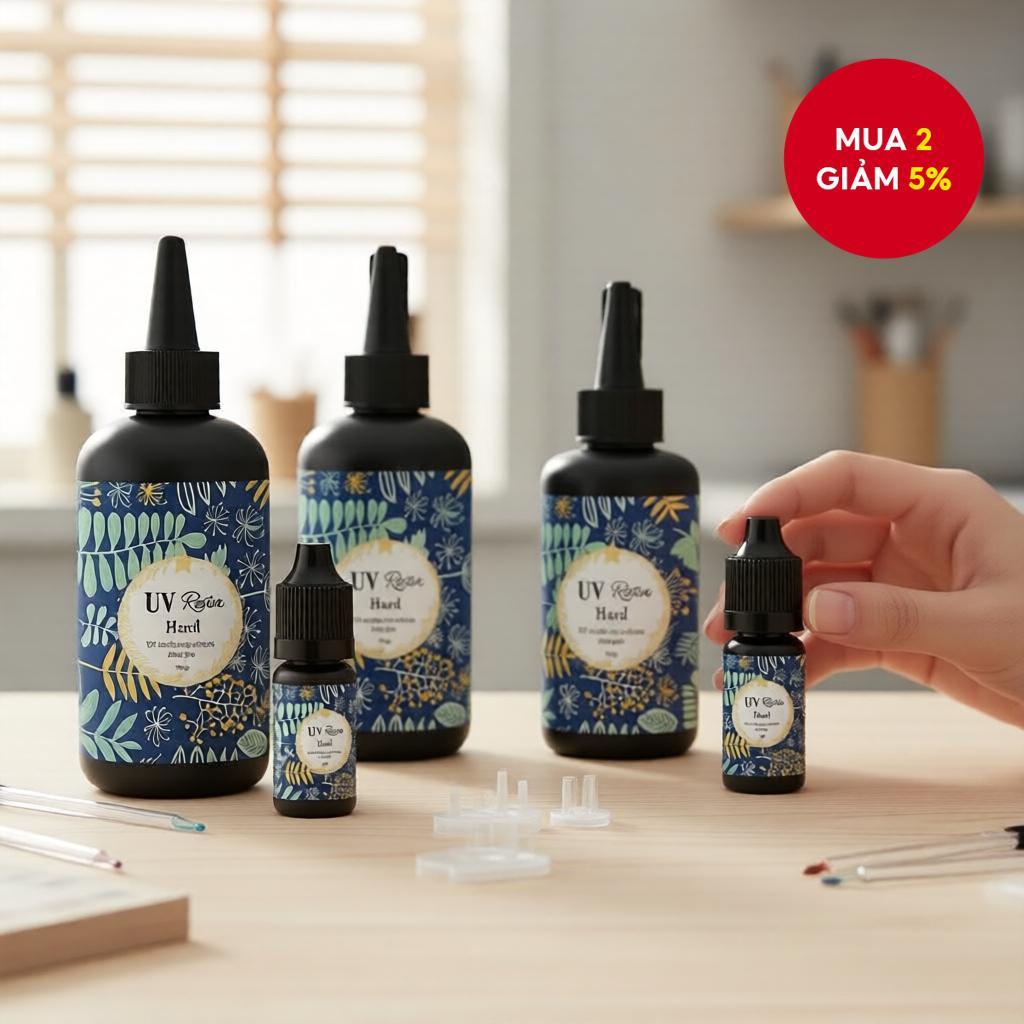 Long Vu Crystal Clear UV Resin - Chữa nhanh, Chống đổi màu, 60g-100g