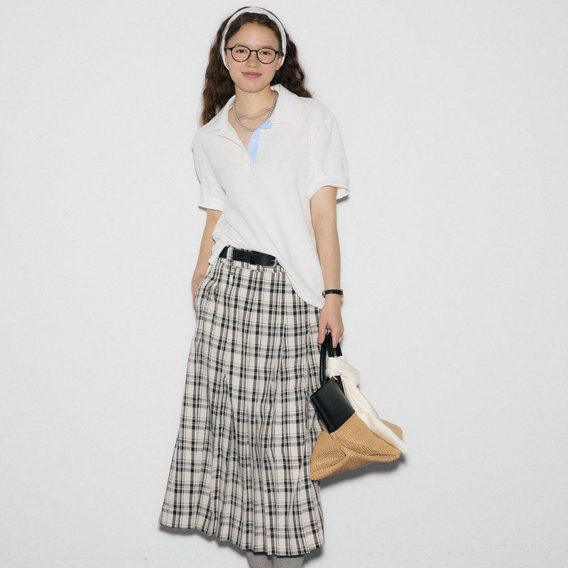 【demi et demi】váy nữ dáng dài tiểu thư váy xếp ly  sang chảnh beauty   màu trắng