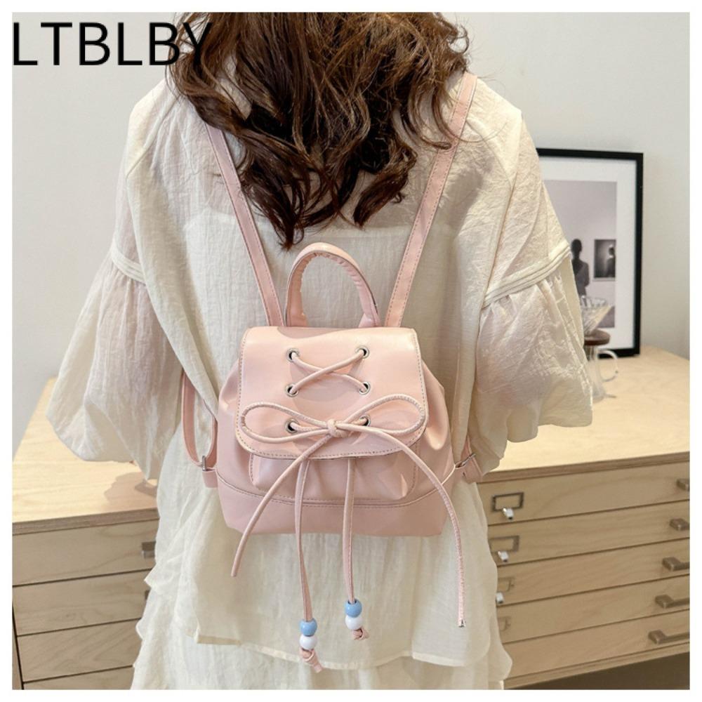 Ba lô đi học LTBLBY, Ba lô nữ dây rút bằng da PU, Túi đi học Mini dung lượng cao thời trang dành cho