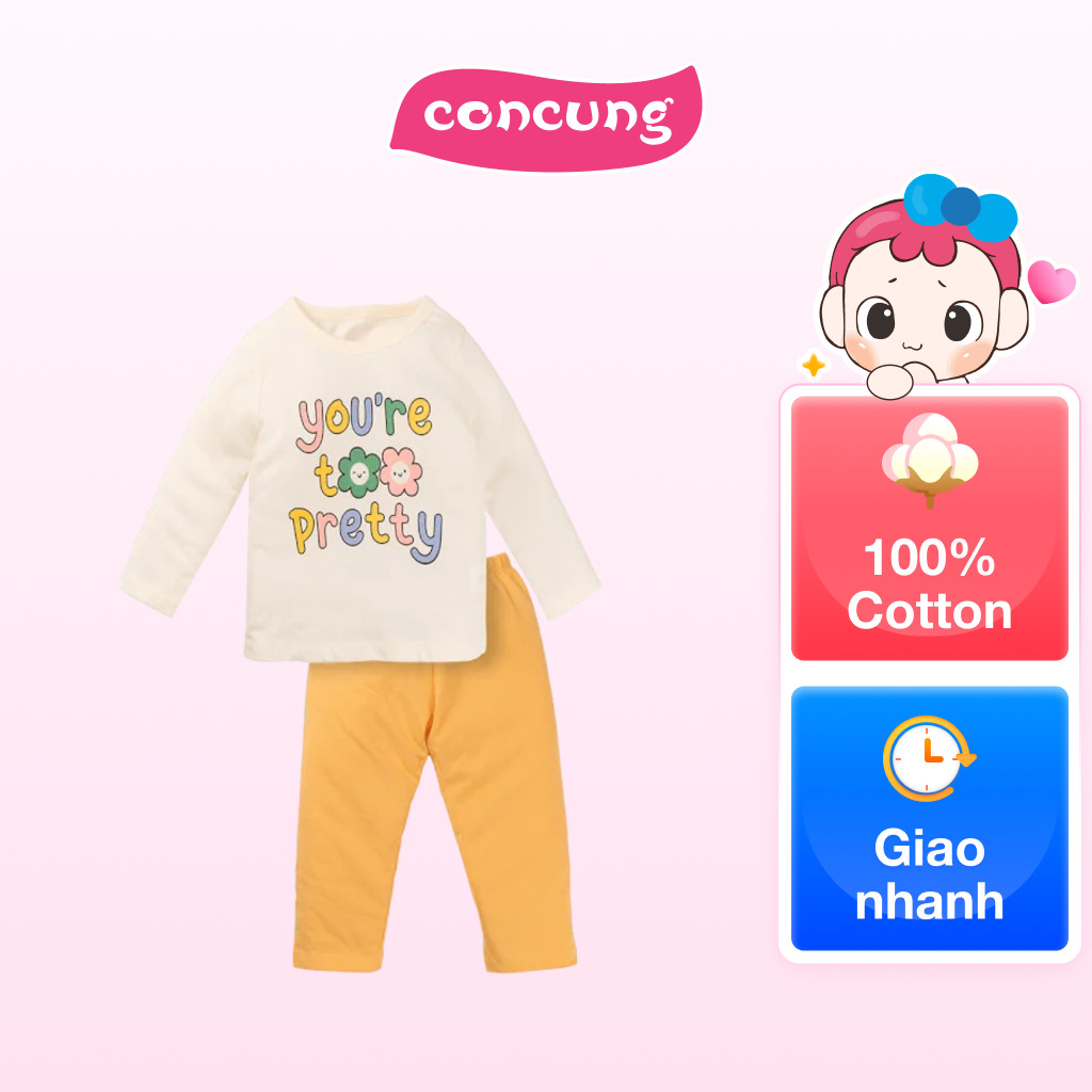 Bộ bé gái dài Animo Easy HN1124094 (3Y,Kem)