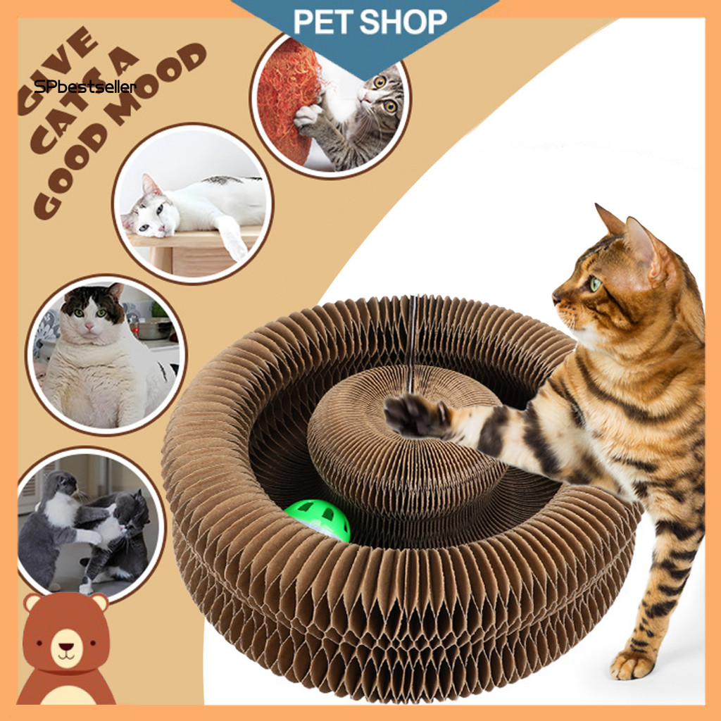 Sp Healthy Cat Scratcher Cat Scratch Board Cat Accordion Bảng cào có thể gập lại có chuông – Đồ chơi