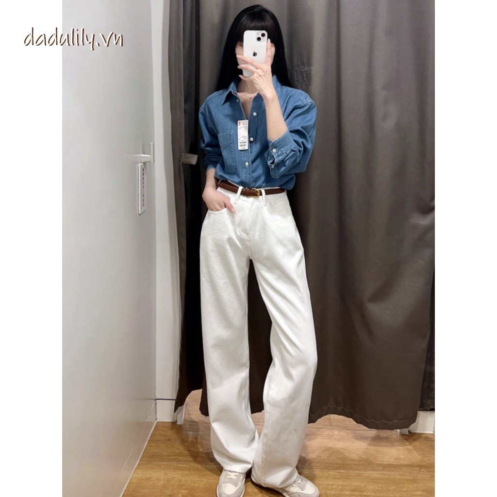 DADUlily | White Jeans Women's New Trousers, White Straight-Leg Pants Pants Wide Leg Pants Women's P