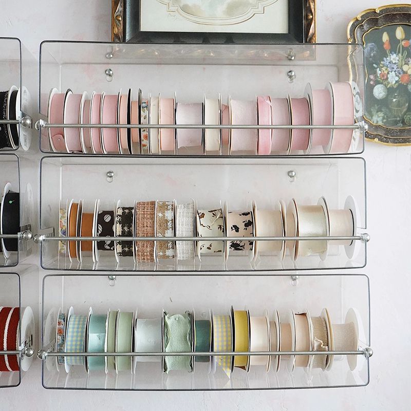 Acrylic hoa bó hoa ruy băng giá đỡ trong suốt treo tường ruy băng kệ vật liệu nghệ thuật hoa