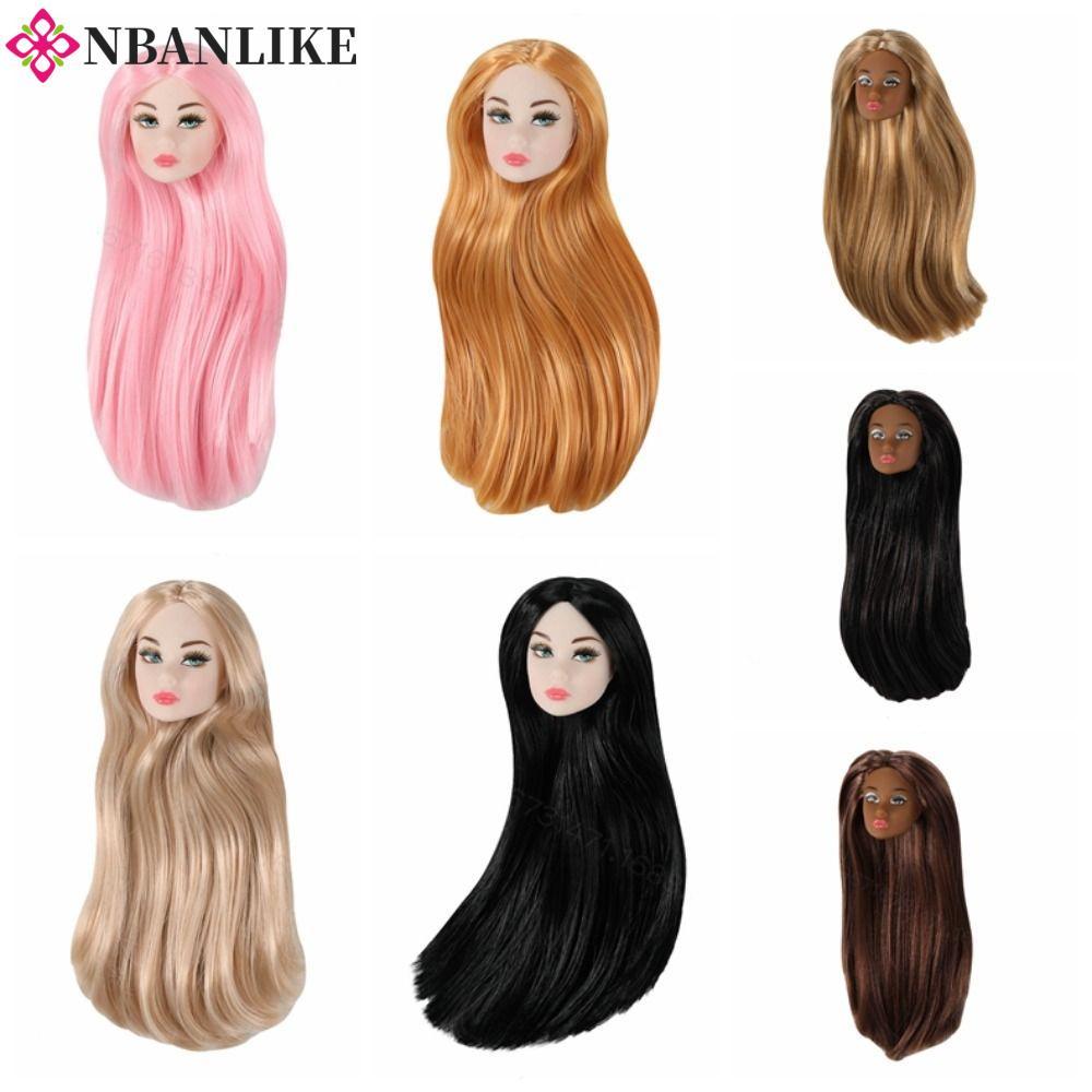 Đầu búp bê siêu mẫu NBANLIKE 1/6 tóc xoăn, da tối 30cm, phụ kiện đầu búp bê trang điểm cho bé gái