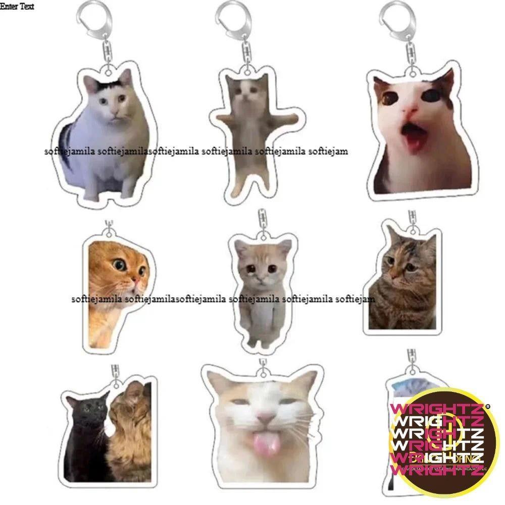 Rambling dê huh mèo Meme Keychain nhầm lẫn mèo memes mèo la hét với bàn chân trên đầu của nó món quà