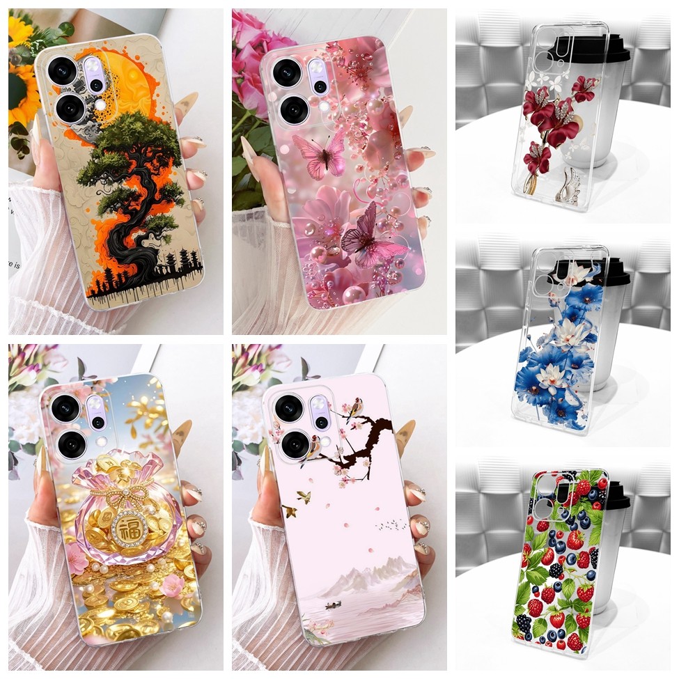 Ốp lưng trong suốt Oppo Reno14 Pro Mèo dễ thương Bướm thời trang ngộ nghĩnh Vỏ sơn 2D CPH2739 PKZ110