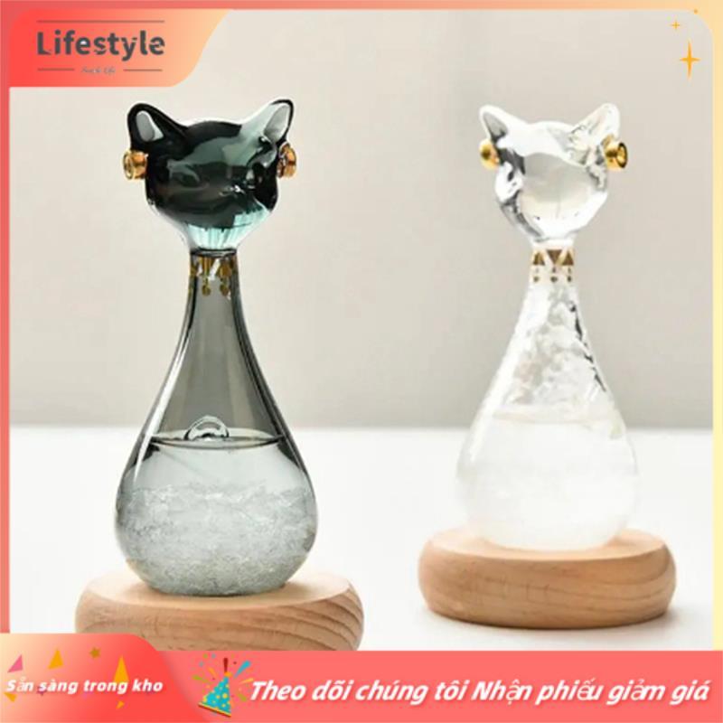 [lối sống] Storm Weather Projector Cat Barometer Forecaster Weather Station Cloud Storm Crystal Weat