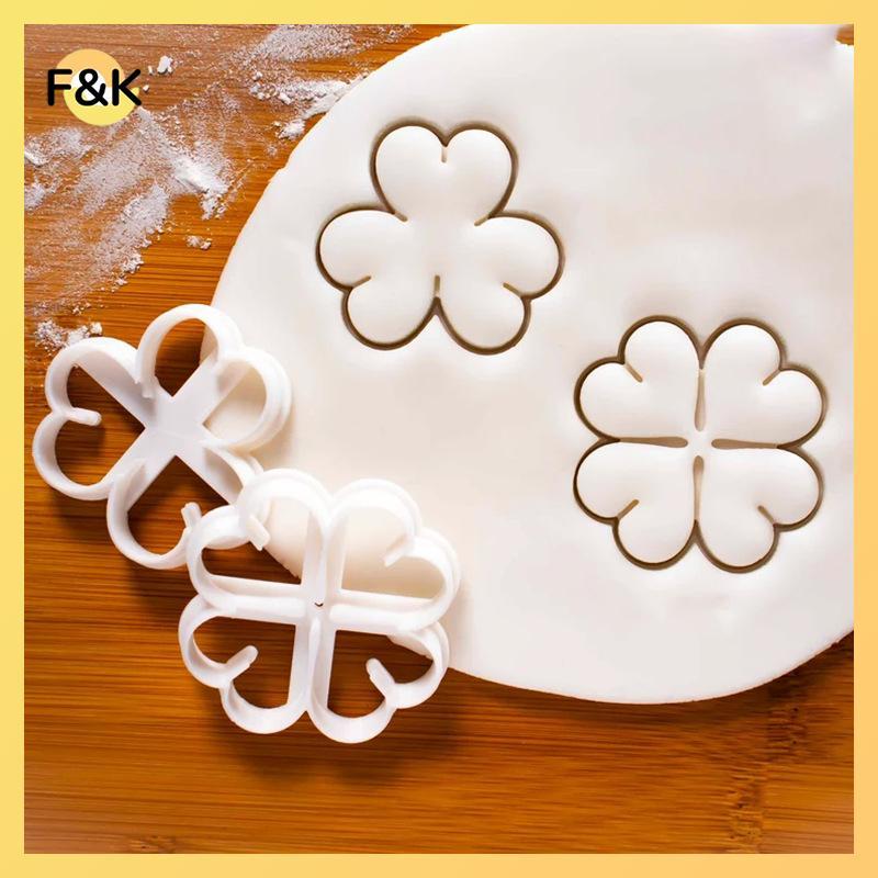 F & K St. Patri 's Day Shamro Four Leaf Clover DIY 3D Cookie Cutter Fondant Khuôn Làm Bánh Công Cụ T