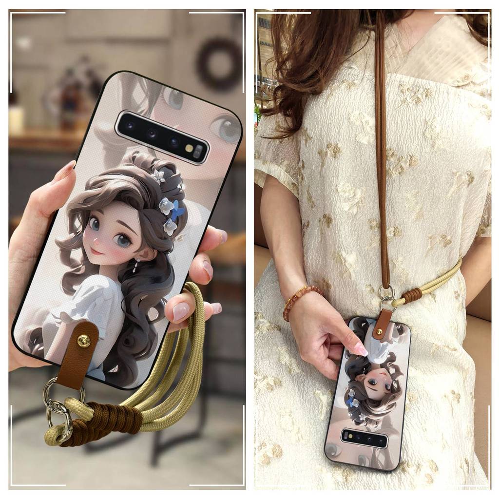 Vòng cổ Vỏ điện thoại chéo cho Samsung Galaxy S10 / SM-G973N Graffiti Chống va đập Chống nước đeo ch