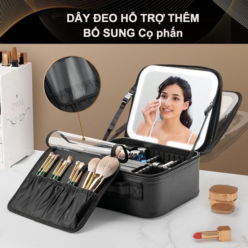 [ CHÍNH HÃNG ]  cốp đựng đồ makeup Cốp Đựng Mỹ Phẩm có đai đỡ Gương trang điểm và đèn LED Cốp Đựng Đ
