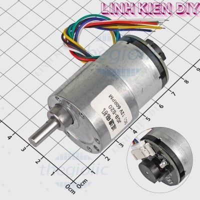 JGB37-520 Động Cơ Giảm Tốc Có Encoder 12VDC, 60 rpm, Trục 6mm Linh Kiện DIY