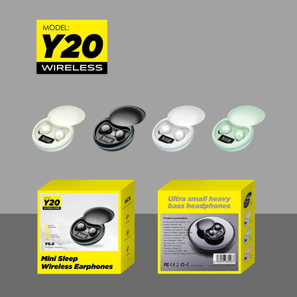 2025 Tai nghe Bluetooth trong tai không dây Chất lượng cao Y20 Tuổi thọ pin dài Thể thao Tai nghe kh