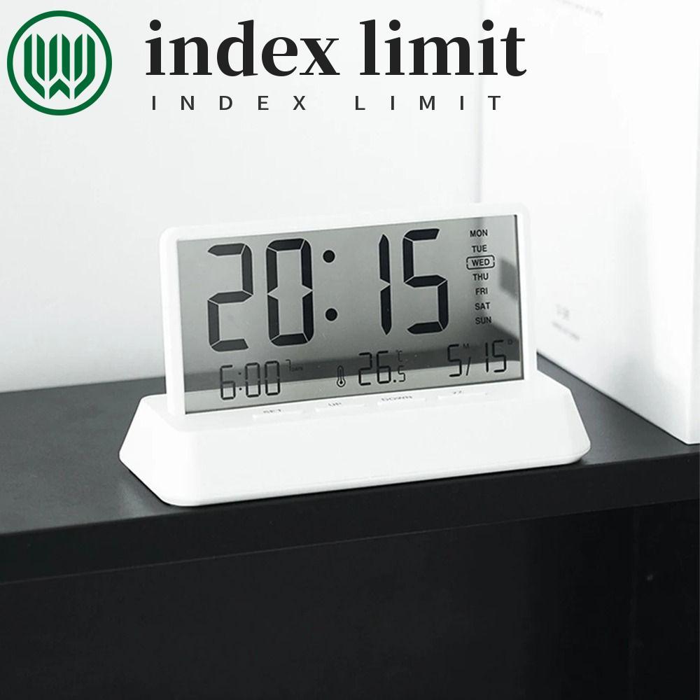 Đồng hồ báo thức trong suốt GIỚI HẠN INDEX, Đồng hồ bàn hiển thị ngày nhiệt độ kỹ thuật số LCD, Đồng