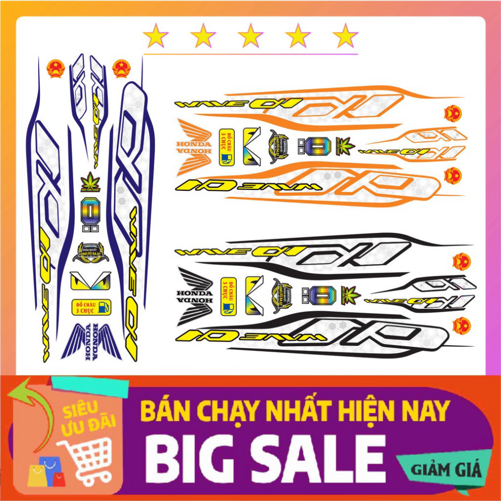 Tem xe wave (Tem xe máy Tem xe WAVE ALPHA 110 ( Đời 2017 - 2021 ) chất liệu cao cấp, chống bay mầu -