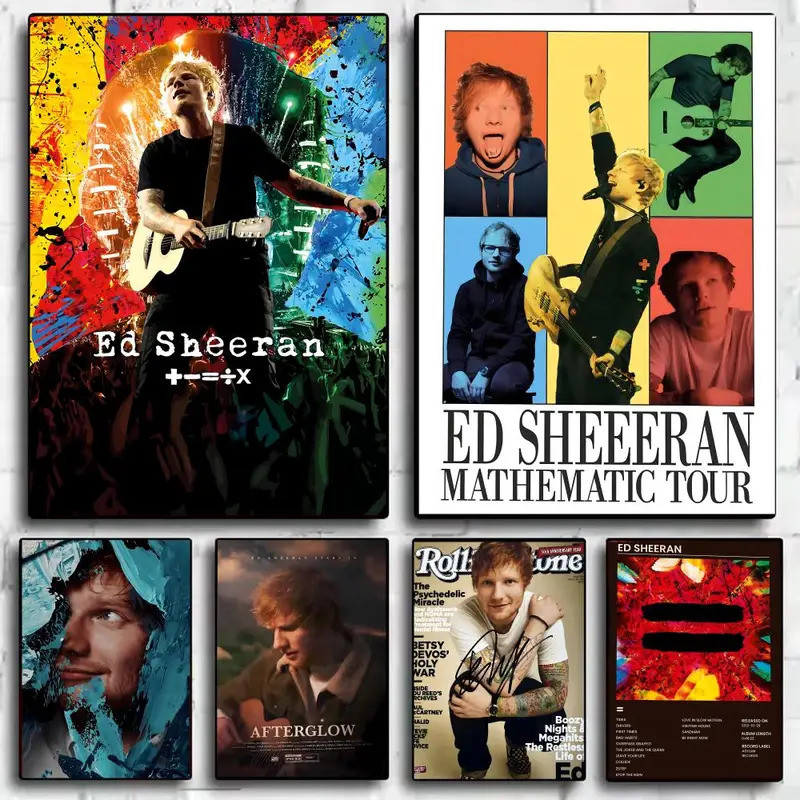 Ca sĩ E-Ed Sheeran Poster Nhãn dán hoàn hảo Nghệ thuật tự dính được thiết kế cho văn phòng ăn tại nh