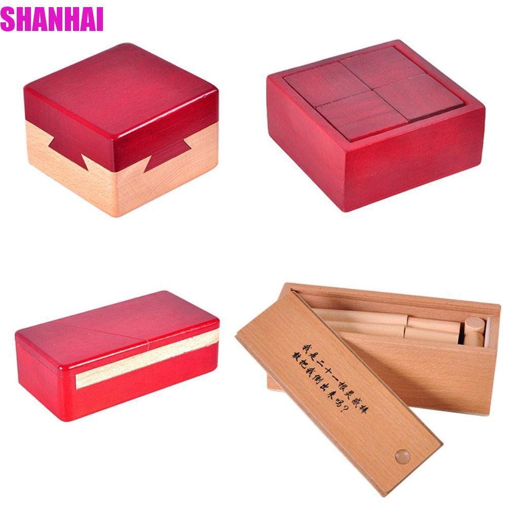 SHANHAI IQ Puzzle Mind Brain Teaser, Luban Lock Mở Hộp Xếp Hình Câu Đố Bằng Gỗ Brain Teaser Puzzle, 