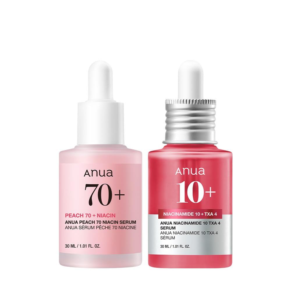 Anua 10% Niacinamide + 4% Tranexamic Acid Serum & Peach 70 Niacinamide Serum dành cho xỉn màu, rào c