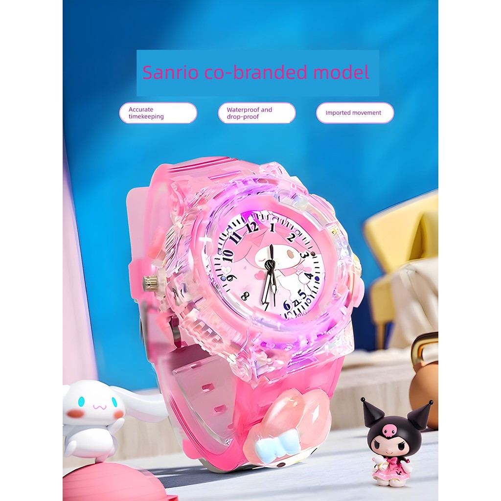 Đồng hồ trẻ em Nhật Bản Đồ chơi đồng hồ phát sáng Kuromi Đồng hồ bé gái Đồng hồ điện tử Giai điệu Đồng hồ nhỏ hoạt hình