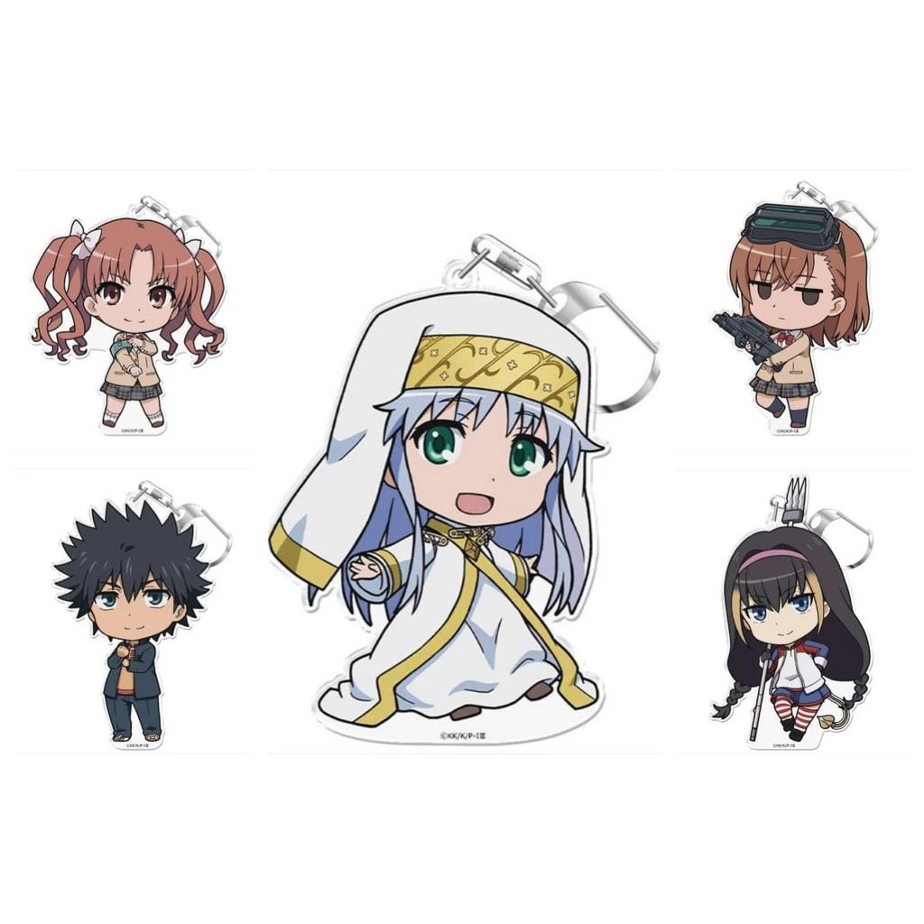 Móc khóa Anime Toaru Majutsu no Index III Mica Acrylic Chibi Móc chìa khóa Index Misaka Mikoto Touma
