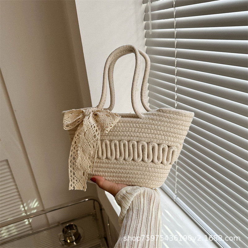 Năm nay Phổ Biến Đơn Giản Khăn Lụa Túi Xách Phong Cách Mới Dệt Vai Nách Túi Cầm Tay Giỏ Rau Túi Nhỏ Hợp Thời Trang