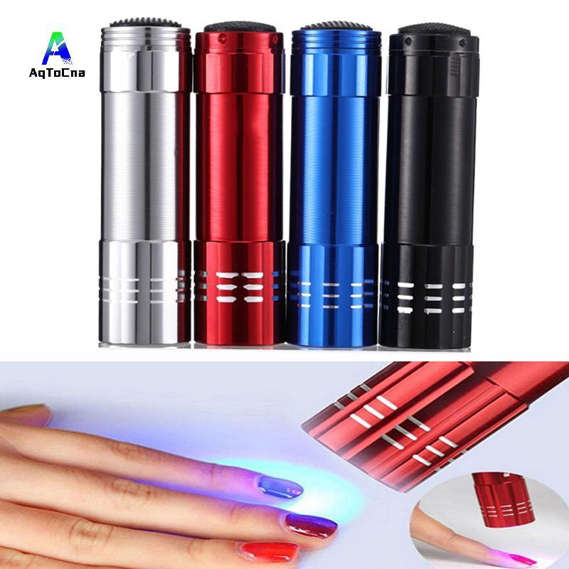 (AqToCna) Nail Droger Mini 9 Led Verlichting Zaklamp Uv Lamp Draagbare Nail Gel Lamp * MỚI *