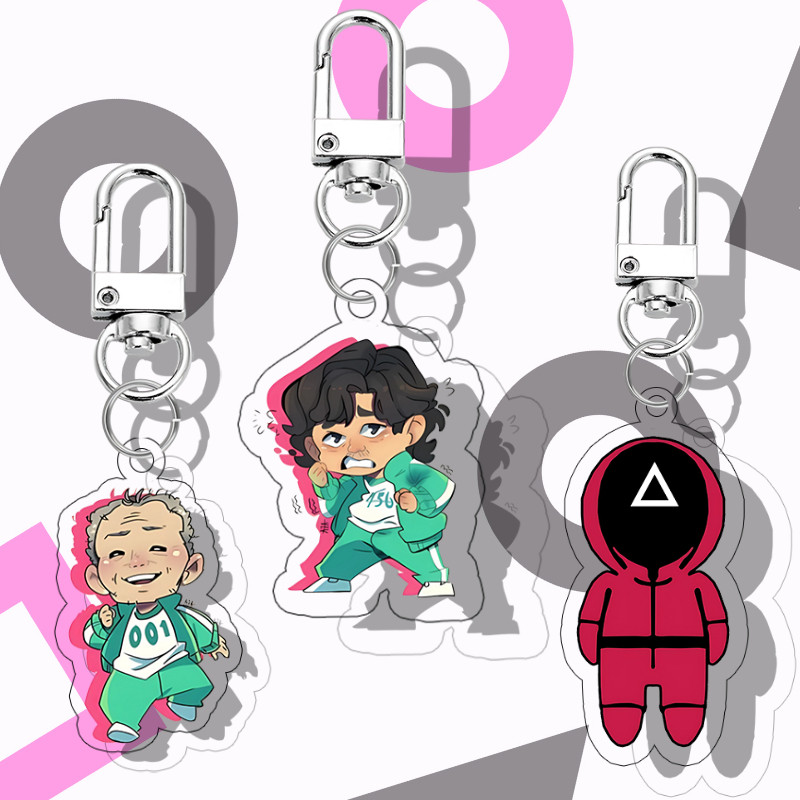 SQUID Game Keychain on Acrylic Frame | Keychain UV Printed GameSQUID 2 Sides on 3 mm Arcylic Frame