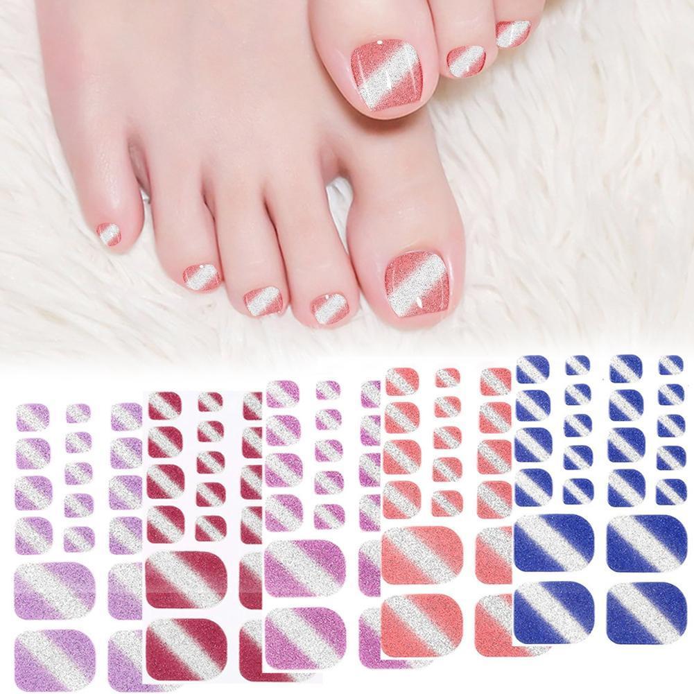 Ngón Chân Móng Tay Giả Móng Tay Có Keo Chân Full Ngón Chân Giả Móng Tay Mèo Mắt Lấp Lánh Gel Dán R6l