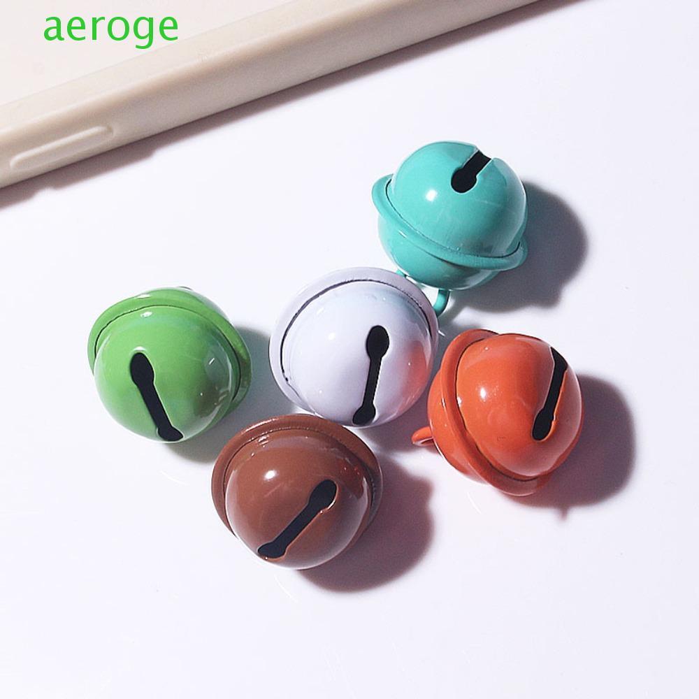 AEROGEM 5 Chiếc Jingle Bells Hạt Kim Loại, Chuông 18 Mm Đầy Màu Sắc Chuông Móc Khóa Mặt Dây Chuyền, 