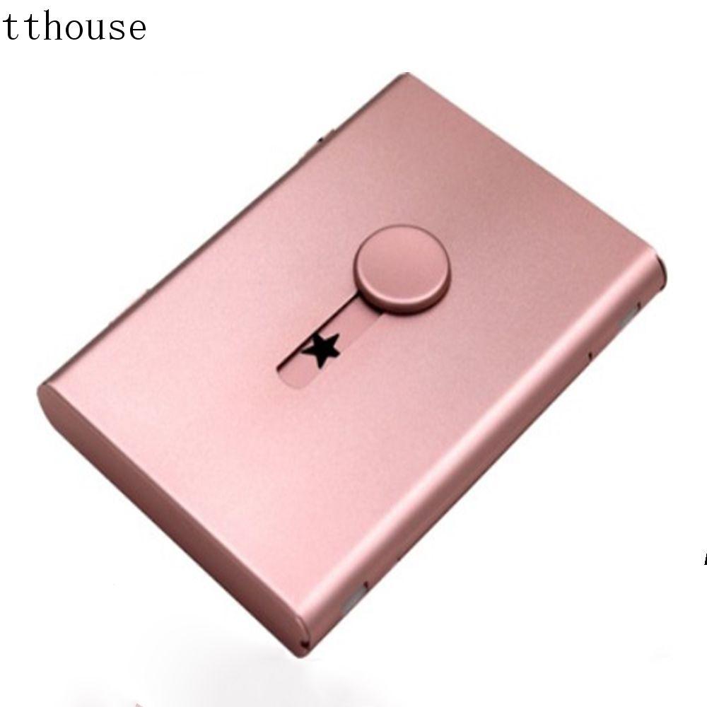 Tthouse Thumb Slide Out Business Name Card Holder Kim loại Sáng tạo Hộp đựng thẻ tín dụng Scrub Nhôm