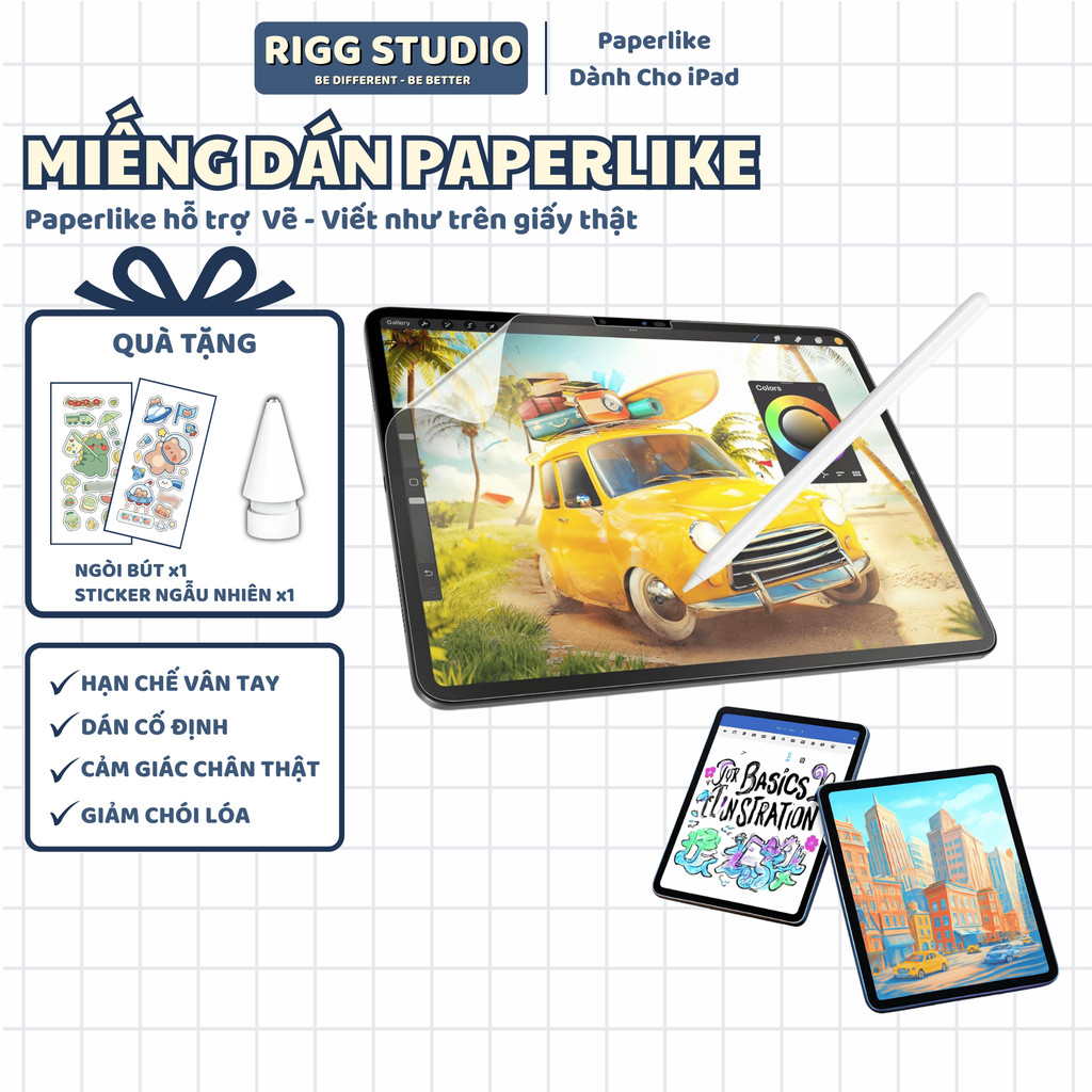 Miếng Dán Paperlike Dành Cho iPad Air M4 2026, Gen 11, Pro M5 - Hạn Chế Vân Tay, Giảm Phản Chiếu