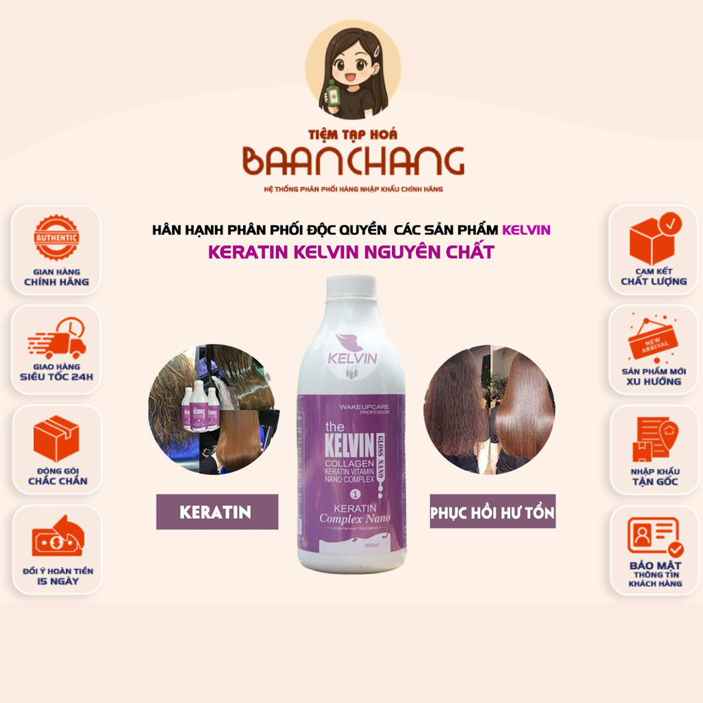 [CHÍNH HÃNG] Keratin Nguyên Chất Kelvin 800ml – Phục Hồi Tóc Hư Tổn, Tóc Tẩy Khô Xơ, Bông Xù, Mỏng Y