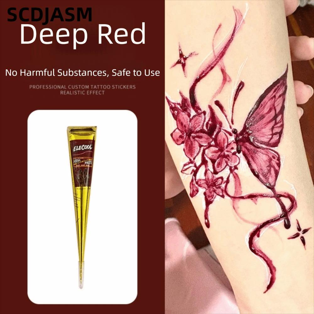 Henna Cream Temporary Body Art - Easy-to-use Henna Paste Cone, Black-Brown Tone