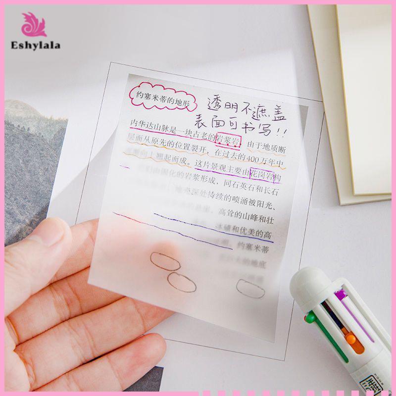 Eshylala 50 Tờ Sáng Tạo PET Trong Suốt Stiy Notes Quan Điểm Chống Thấm Nước Stiy Notes Sinh Viên Văn
