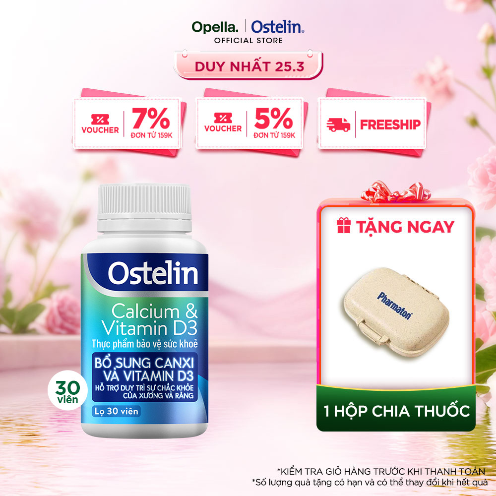 Ostelin Viên Uống Hỗ Trợ Bổ Sung Calcium & Vitamin D3 Duy Trì Chắc Khỏe Xương và Răng 30 viên