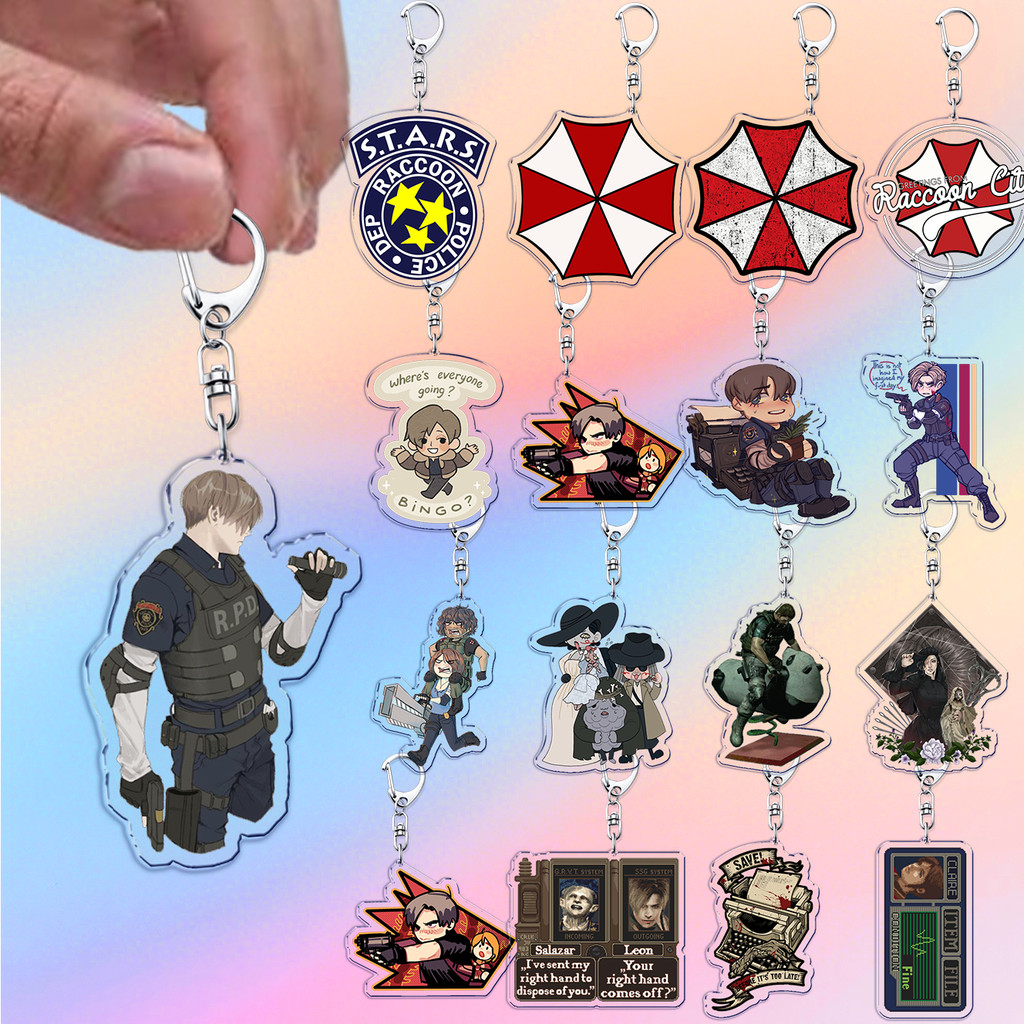 Horror Video Gaming Leon Keychains for Women Accessories Bag Charm Gaming Leon Kennedy Keyrings Jewe
